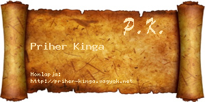 Priher Kinga névjegykártya